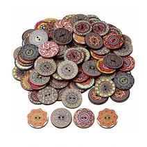 오키도키 원형 나무 패턴 단추, 2.5cm 패턴 단추