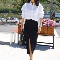 에이치 라인 코튼 미디 롱 스커트 4컬러