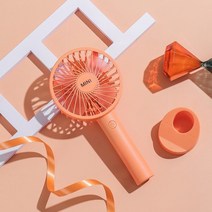 음성 인식 선풍기 무풍 아기 바람 날개 없는 키큰 써큘레이터미니 핸드 헬드 팬 휴대용 usb 충전식 배터리 냉각 데스크탑 (기본 휴대 전화 브래킷 포함) 여행 야외용 3 가지, 주황색