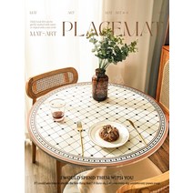 북유럽 클래식 레트로 디자인 원탁테이블보 가죽, 85x140cm, C