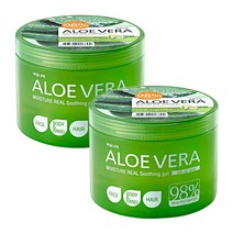 과일나라 알로에베라 모이스처 리얼 수딩젤 500ml 2개 대용량 여름 수분크림, 500ml × 2, 1개 [기능성 크림 증정]