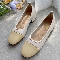 묘먀미 둥근코 배색 여성 단화 구두 3.5cm