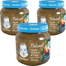 거버 내추럴 액상 어린이 미음 113g, 3개, 사과+시금치+케일(Apple+Spinach+Kale)