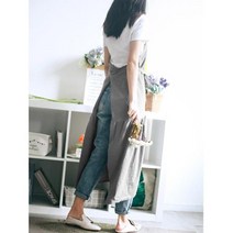 ZNU621772앨리홈 린넨 프리티 롱 원피스 주방 앞치마(그레이), 1