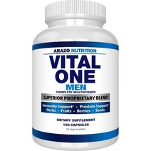 이지몰 남성을 위한 Vital One 종합비타민 일일 홀푸드 보충제 - 비건 캡슐 150정 Arazo Nutrition No.49722, 기본