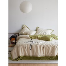 텐셀 자수 4 종 세트 아이스 실크 침대 시트 퀼트 커버 베갯잇세트