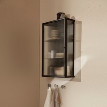 화장실 수건 수납장 목욕탕 욕실 수건함 미니 장식장, 완제품, 왼쪽 도어 블랙 30 x 15 x 70