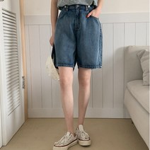 기타브랜드 네쥬 여성 여름 밴딩 편한 데님 5부 청 반바지 숏팬츠
