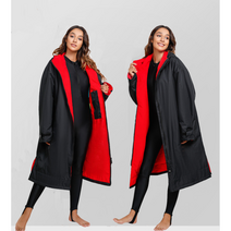 드라이로브 서프퍼 서핑파카 서핑판초 스쿠버 방풍자켓 써핑 타올, 3.극세사:블랙+레드