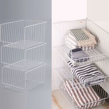 네트망 바스켓 걸이식 정리함 선반 다용도 옷장 수납, 중형+바구니걸이