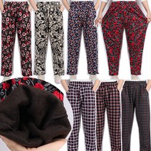 스타일도사 몸빼바지 여성기모팬츠 할머니바지 밴딩 꽃무늬 체크바지 김장 일바지 수면잠옷