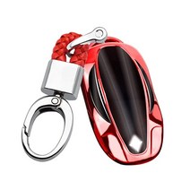 Ontto TPU 키 커버 테슬라 모델 3 케이스 홀더 재킷 쉘 스킨 박스 키체인 키리스 엔트리 smart 원격 키케이스 실버 가성비 추천 미국직구, Red
