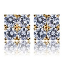 귀걸이 힙합 패션 Hip-Hop 24K Gold Plated Cz Earrings Men 2X2 Cubic Zirconia Fashionab [G00125766]
