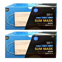 MB필터 여름용 쿨링소재 덴탈마스크 50매입 팩(성인용 흰색), 2팩