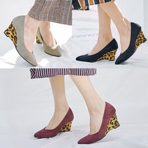 벨루치슈즈 여성 스웨이드 스틸레토 레오파드 웨지힐 펌프스 7cm 국내제작 3컬러