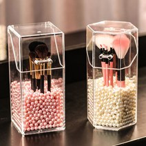 뚜껑있는 진주 브러쉬 꽂이 화장품 정리함, 1개, 화이트진주(케이스미포함)