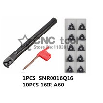 SNR0016Q16 CNC 내부 나사 선반 공구 1pcs + 16 IR AG60 11피스 초경 인서트, 한개옵션0