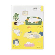 미도리 2023년 A6 주간 포켓 다이어리 2023년 1월 시작 22176006, 도그 프린트