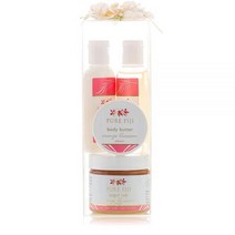 Pure Fiji 여성남성을 스파 선물 바디 박스 슈가 글로우 각질제거 스크럽 목욕바디 오일 버터바디로션 샤워 세트 프랜지파니, Orange Blossom