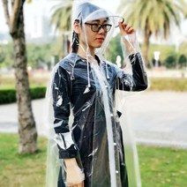 투명 판초우의 우비 코트 지퍼스타일 피부친화적 배낭공간 레귤러핏 투명 칼라