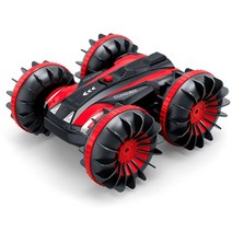 비보이카 2.4GHz 4WD 118 수륙 양용 오프로드 레이싱 트랙 RC 자동차 양면 스턴트 어린이 생일 장난감 보트 선물 회전식 방수, [01] 빨간