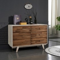 다올퍼니 북유럽풍 원목 3단 와이드 서랍장, 워시엔틱