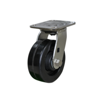 스텐캐스터 내열성5인치중량바퀴 스텐롤러베어링페놀릭바퀴, 회전+토탈앞브레이크