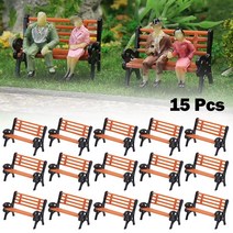 벤치의자 식탁 야외 실내 15Pcs 모델 기차 벤치 의자 1:87 HO 스케일 Settee 공원 레이아웃 모래 테이블 제, 한개옵션0