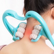 JY 목지압기 목마사지 목안마기 안마기 신형 목 어깨 마사지 6구 롤링 지압봉 뒷목 지압, 블루