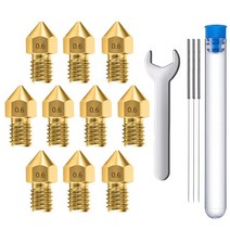 MMOBIEL 압출기 노즐 3D 프린터 0.2mm 10개 - MK8 황동 노즐 Creality Ender 3 시리즈 Ender 5 시리즈 CR-10/10S Makerbot, 0.6mm