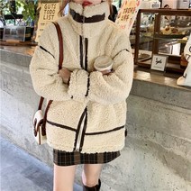 스타일아유 여성 따뜻한 양털 뽀글이 버클 하이넥 집업 무스탕자켓 슬림 숏 코트