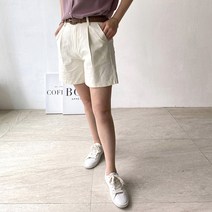 네모엔룩 하프코튼 벨트 세트 여성용 워싱 면 하프팬츠