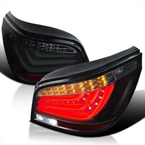 Spec-D Tuning 유광 블랙 하우징 스모크 렌즈 LED 바 후미등 2008-2010 BMW E60 5시리즈 4도어 왼쪽 + 오른쪽 페어 어셈블리와 호환