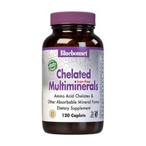 Bluebonnet Nutrition 고효능 킬레이트 멀티미네랄 (철 프리) 알비온 킬레이트 미네랄 콩 프리 글루텐 프리 GMO 프리 코셔 인증 유제품 프리 120캡슐 40회 분량