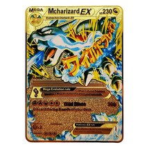 hard iron pokemon cards gold metal pokemon letters pikachu mewtwo charizard vmax game collection car, e27