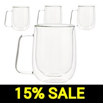 루시드랩 이중 내열 홈카페 유리컵 모히또 4개, 투명 330ml 4개