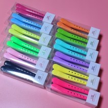헤어핀셋 12컬러 디자이너 전문가용 악어핀셋 1세트(2pcs), 연핑크