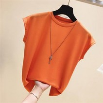 심플모던 니트 나시티 라운드 숏 티셔츠 여름 데일리룩 여성 스판 민소매 우아한