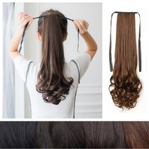[피플앤제이] 포니테일 가발 긴 웨이브 묶음머리 올림머리 여성스러운 연출, 60CM, 브라운블랙