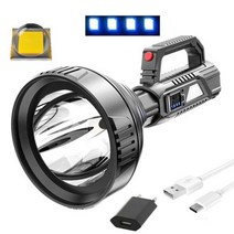 led 초강력 사냥용 써치라이트 후레쉬 60000lm 휴대용 서치라이트 빅 빔 장거리 손전등 USB 충전식 방수 토치 랜턴 야외 순찰, b, 내장 배터리