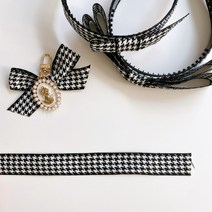 25mm폭 리본 공예 머리핀재료 헤어핀만들기 부자재 재료 diy 하운드투스 체크 블랙, 상세페이지 참조, 단품