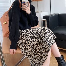 호피스커트 롱스커트 겨울 레오파드