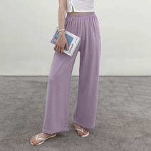 포디룩 [77까지] 코지 린넨 밴딩 일자 와이드팬츠