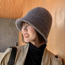 스내플 스퀘어패치 앙고라 울 벙거지 버킷햇