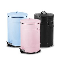 파스텔 모던 컬러 휴지통 (양철) 3L/5L/12L/20L (블루/핑크/블랙/화이트/그레이), 20L, 화이트