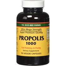 프로폴리스 가공되지 않은 1000mg Y.S. 유기농 꿀벌 농장 90 베지캡슐 (약3개월), 1개, 90정