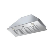 레인지 후드 91 4cm(36인치) 내장 BRANO 900 CFM 컨버터블 덕트/덕트리스 인서트 주방 벤트 후드 배플 필터가 있는 숨겨진 배기 팬 LED 조명 기계식 제어 활성탄, 36 Inch_스테인리스 스틸