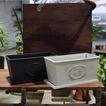 빈티지 플라스틱화분 옆이넓은 직사각 Q30 30x15x15cm, 화이트