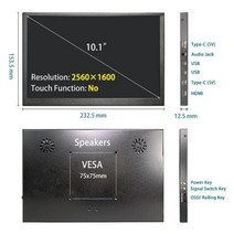 터치스크린모니터 노트북보조모니터 터치 디스플레이 10.1 인치 휴대용 모니터 스크린, 2560x1600