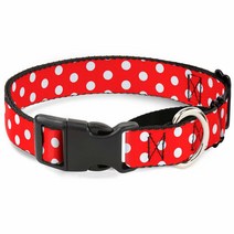 Buckle-Down 마틴게일 개 목걸이 - 미니 마우스 폴카 도트 레드/화이트 2.5cm 너비 38.1-66cm 목 사이즈 L, 1